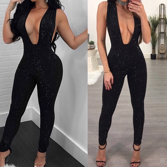 black rhinestone jumpsuit